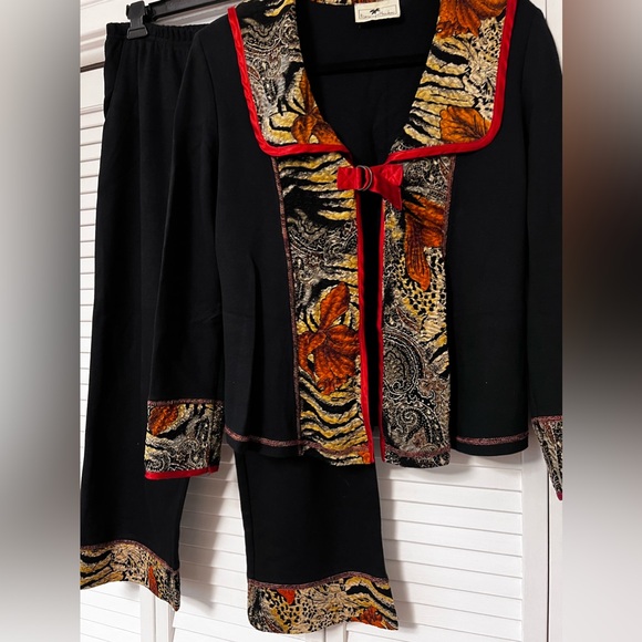 Rich Earthy Textured  Tommy n LouLou Jacket & Capri Pant 2-piece Matching Set - Picture 1 of 13